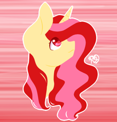 Size: 466x485 | Tagged: safe, artist:prettyshinegp, imported from derpibooru, oc, oc only, pony, unicorn, abstract background, bust, female, mare, signature, solo