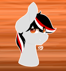 Size: 397x430 | Tagged: safe, artist:prettyshinegp, imported from derpibooru, oc, oc only, earth pony, pony, abstract background, bust, earth pony oc, grin, male, signature, smiling, solo, stallion