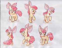 Size: 2000x1532 | Tagged: safe, artist:nedemai, imported from derpibooru, apple bloom, earth pony, pony, atg 2022, bow, butt, hair bow, newbie artist training grounds, plot, simple background, spinning, traditional art, watercolor painting, white background