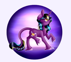 Size: 1600x1400 | Tagged: safe, artist:prettyshinegp, imported from derpibooru, oc, oc only, pony, unicorn, cloven hooves, ear fluff, female, horn, leonine tail, looking up, mare, signature, smiling, solo, tail, unicorn oc