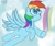 Size: 1280x1080 | Tagged: safe, artist:boxybrown, rainbow dash, pegasus, pony, boxybrown, cloudsdale, colored, female, flying, mare, open mouth, rainbow waterfall, solo, spread wings, underhoof, wings