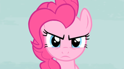 Size: 1918x1080 | Tagged: safe, imported from derpibooru, screencap, pinkie pie, earth pony, pony, season 5, the cutie map, female, frown, looking at you, mare, narrowed eyes, pinkie pie is not amused, reaction image, solo, unamused