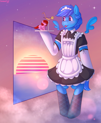 Size: 1657x2013 | Tagged: safe, artist:nanazdina, imported from derpibooru, oc, oc:darie, pegasus, semi-anthro, clothes, ibispaint x, maid