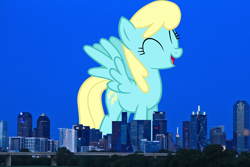 Size: 2048x1365 | Tagged: safe, artist:the-bitterman, artist:thegiantponyfan, imported from derpibooru, sassaflash, pegasus, pony, background pony, city, dallas, female, giant pegasus, giant pony, giantess, highrise ponies, irl, macro, mare, mega giant, night, photo, ponies in real life, solo, texas