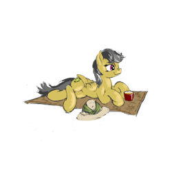 Size: 1000x1000 | Tagged: safe, artist:da-exile, imported from derpibooru, daring do, pony, carpet, hat, lying down, pith helmet, prone, simple background, solo, white background