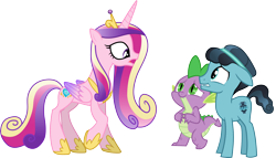 Size: 5252x3000 | Tagged: safe, artist:cloudy glow, imported from derpibooru, crystal hoof, princess cadance, spike, thorax, the times they are a changeling, .ai available, disguise, disguised changeling, simple background, transparent background, vector