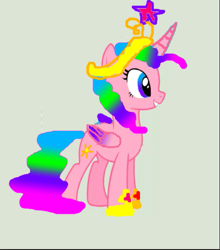 Size: 479x544 | Tagged: safe, imported from derpibooru, pinkie pie, princess celestia, alicorn, pony, 1000 hours in ms paint, base used, blue eyes, blue hair, crown, folded wings, gradient eyes, gradient wings, green hair, hoof shoes, horn, multicolored hair, pink hair, purple eyes, purple hair, wings