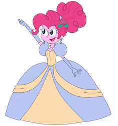 Size: 1024x1091 | Tagged: safe, artist:rarity525, imported from derpibooru, pinkie pie, human, equestria girls, cinderella, clothes, dress, gown, jetlag productions, simple background, solo, transparent background