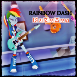 Size: 1080x1080 | Tagged: safe, edit, edited screencap, imported from derpibooru, screencap, rainbow dash, human, equestria girls, rainbow rocks, album, album cover, avril lavigne, clothes, drums, musical instrument, rock, shorts, single