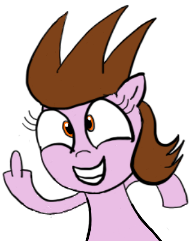 Size: 194x241 | Tagged: safe, artist:supermaster10, edit, imported from derpibooru, oc, oc only, oc:chuckle cake, earth pony, pony, cropped, drawn together, female, mare, middle finger, simple background, smiling, suddenly hands, vulgar, white background