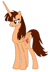 Size: 423x612 | Tagged: safe, imported from derpibooru, oc, oc only, oc:pagie fausticorn, female, frown, heart, horn, mare, paige hogan, paintbrush, simple background, stars, transparent background, unamused, wings