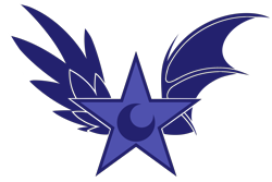 Size: 3409x2272 | Tagged: safe, artist:moonatik, imported from derpibooru, alternate timeline, bat wings, crescent moon, emblem, lunar empire, moon, new lunar millennium, nightmare takeover timeline, no pony, pegasus wings, simple background, stars, transparent background, wings