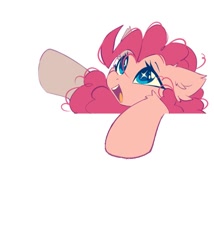 Size: 600x700 | Tagged: safe, artist:mirtash, imported from derpibooru, pinkie pie, earth pony, pony, ear fluff, fluffy, simple background, smiling, solo, white background