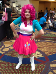 Size: 2121x2828 | Tagged: safe, artist:gamerspax, imported from derpibooru, pinkie pie, princess celestia, dog, human, equestria girls, babscon, babscon 2015, clothes, converse, cosplay, costume, high res, irl, irl human, photo, shoes