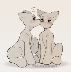 Size: 2148x2205 | Tagged: safe, artist:ggashhhhissh, imported from derpibooru, oc, pony, any gender, any race, commission, cute, kissing, sketch, ych sketch, your character here