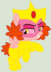 Size: 750x1065 | Tagged: safe, artist:elementbases, artist:twidashfan1234, imported from derpibooru, pegasus, pony, armor, base used, crossover, female, filly, foal, jewelry, ponified, princess morbucks, smiling, the powerpuff girls, tiara