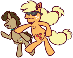 Size: 4800x3824 | Tagged: safe, artist:threetwotwo32232, imported from derpibooru, applejack, doctor whooves, time turner, earth pony, pony, butt, female, lev punch edit, male, mare, meme, plot, punch, simple background, stallion, the last of us, transparent background