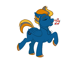 Size: 601x499 | Tagged: safe, artist:epicvon, imported from derpibooru, oc, oc only, pegasus, pony, earbuds, music notes, simple background, singing, solo, white background