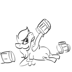 Size: 2250x2250 | Tagged: safe, artist:tjpones, imported from derpibooru, rainbow dash, pegasus, pony, belly, big belly, black and white, cider, cider dash, cider mug, drinking, grayscale, lying down, monochrome, mug, on back, open mouth, simple background, sketch, solo, that pony sure does love cider, white background