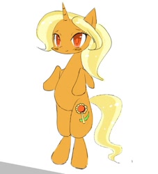 Size: 822x905 | Tagged: safe, artist:ponysprinkles, imported from derpibooru, sunflower spectacle, semi-anthro, unicorn, female, horn, mare, simple background, smiling, solo, white background