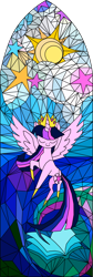 Size: 540x1600 | Tagged: safe, artist:darkdabula, imported from derpibooru, twilight sparkle, alicorn, simple background, solo, stained glass, transparent background, twilight sparkle (alicorn)