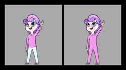 Size: 1940x1080 | Tagged: safe, artist:happy harvey, imported from derpibooru, princess flurry heart, human, equestria girls, child, clothes, gray background, looking up, missing teeth, older, older flurry heart, onesie, pajamas, phone drawing, simple background, slippers, tooth gap, waving