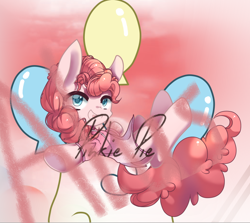 Size: 890x793 | Tagged: safe, artist:alus, imported from derpibooru, pinkie pie, earth pony, pony, balloon, clothes, open mouth, open smile, smiling, solo