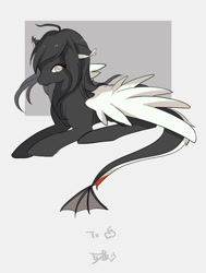 Size: 1125x1485 | Tagged: safe, artist:夜少, imported from derpibooru, oc, oc only, pony, lying down, prone, solo, tail, wings