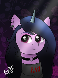 Size: 2400x3200 | Tagged: safe, artist:cobaltskies002, derpibooru exclusive, imported from derpibooru, izzy moonbow, pony, unicorn, choker, cute, ear piercing, earring, flower, g5, goth, goth izzy, gothic, izzybetes, jewelry, piercing, two toned hair, two toned mane