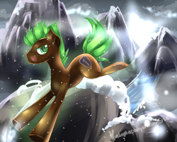 Size: 2500x2000 | Tagged: safe, artist:aquagalaxy, imported from derpibooru, oc, oc only, earth pony, pony, high res, male, mountain, solo, stallion