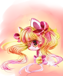 Size: 2500x3000 | Tagged: safe, artist:aquagalaxy, imported from derpibooru, oc, oc only, pony, bell, bow, bust, cat bell, hair bow, high res, solo