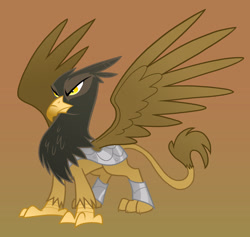 Size: 2800x2650 | Tagged: safe, artist:equestria-prevails, imported from derpibooru, oc, oc only, griffon, gradient background, griffon oc, solo, spread wings, wings