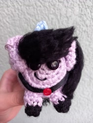 Size: 3000x4000 | Tagged: safe, artist:casquitos kawaii, imported from derpibooru, izzy moonbow, pony, unicorn, amigurumi, crochet, g5, goth, goth izzy, handmade, irl, my little pony: a new generation, photo, plushie, solo