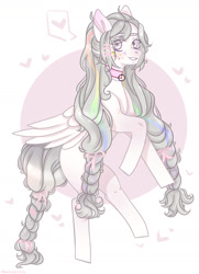 Size: 1280x1764 | Tagged: safe, artist:nikachyy, imported from derpibooru, oc, oc only, pegasus, pony, abstract background, braid, collar, pegasus oc, pictogram, solo, wings