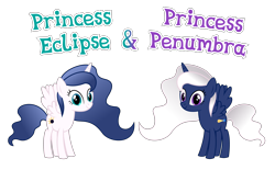 Size: 5698x3538 | Tagged: source needed, safe, anonymous artist, imported from derpibooru, oc, oc only, oc:princess eclipse, oc:princess penumbra, alicorn, pony, fanfic:cat's cradle, absurd resolution, alicorn oc, commission, family, female, g4, horn, mare, name, offspring, parent:oc:prince nova sparkle, parent:princess luna, parents:canon x oc, shakespearicles, siblings, simple background, sisters, symbol, text, transparent background, twins, wings