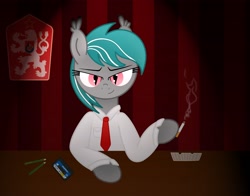 Size: 3756x2952 | Tagged: safe, artist:rainbow_spek_gs, imported from ponybooru, oc, oc:malachite cluster, bat pony, cigarette, czechoslovakia, necktie, solo