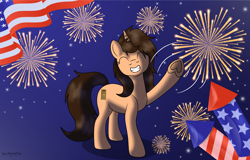 Size: 4177x2665 | Tagged: safe, artist:lynnthenerdkitty, imported from derpibooru, oc, oc:small brooke, pony, unicorn, 2022, 4th of july, holiday, independence day
