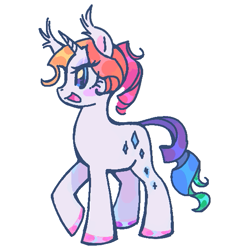 Size: 571x571 | Tagged: safe, artist:1hoorn, imported from derpibooru, rarity, pony, unicorn, alternate design, alternate hairstyle, female, mare, multicolored hair, rainbow hair, redesign, simple background, solo, white background