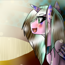 Size: 512x512 | Tagged: safe, artist:kat-the-true-kitkat, imported from derpibooru, oc, oc only, oc:ciel, alicorn, pony, abstract background, alicorn oc, female, horn, mare, peytral, solo, wings