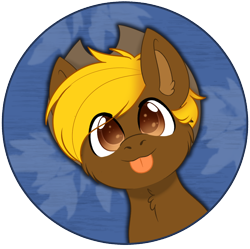 Size: 1200x1197 | Tagged: safe, artist:rokosmith26, imported from derpibooru, oc, oc only, oc:acres, earth pony, pony, :p, bust, cheek fluff, commission, cowboy hat, cute, earth pony oc, eye clipping through hair, hat, male, neck fluff, simple background, stallion, tongue out, ych result, your character here