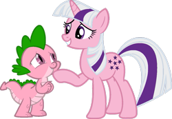 Size: 1075x743 | Tagged: safe, artist:foxyfell1337, imported from derpibooru, spike, spike (g1), twilight, twilight sparkle, dragon, pony, unicorn, g1, g1 to g4, g4, generation leap, simple background, transparent background, unicorn twilight