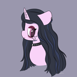 Size: 2048x2048 | Tagged: safe, artist:limitmj, imported from derpibooru, izzy moonbow, pony, unicorn, choker, ear piercing, earring, g5, goth, goth izzy, jewelry, piercing, simple background, solo