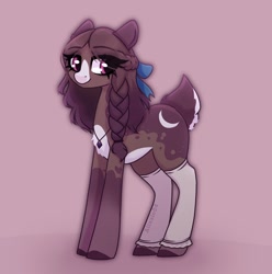 Size: 1634x1649 | Tagged: safe, artist:_alixxie_, imported from derpibooru, oc, oc only, deer, deer pony, original species, braid, clothes, female, mare, socks, solo