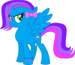 Size: 1148x990 | Tagged: safe, artist:josephlu2021, imported from derpibooru, oc, oc only, oc:azure acrylic, pegasus, pony, my little pony: the movie, bow, bracelet, cute, female, green eyes, hair bow, jewelry, mare, pegasus oc, simple background, solo, spread wings, standing, transparent background, wings