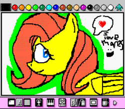 Size: 1024x896 | Tagged: safe, artist:wormperson, fluttershy, pegasus, pony, female, heart, mare, mario paint, wings