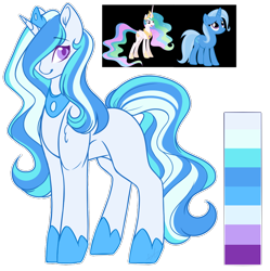 Size: 1150x1156 | Tagged: safe, artist:purplegrim40, imported from derpibooru, princess celestia, trixie, oc, alicorn, pony, unicorn, female, hair over one eye, hoof shoes, magical lesbian spawn, mare, offspring, peytral, simple background, transparent background