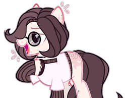 Size: 1287x997 | Tagged: safe, artist:toffeelavender, imported from derpibooru, oc, oc only, earth pony, pony, base used, clothes, earth pony oc, glasses, hoof on chest, open mouth, raised hoof, simple background, solo, transparent background, unshorn fetlocks