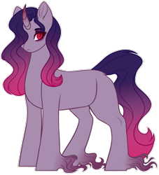 Size: 1073x1183 | Tagged: safe, artist:purplegrim40, imported from derpibooru, oc, oc only, pony, unicorn, eyelashes, female, hair over one eye, hoof fluff, horn, mare, offspring, parent:king sombra, parent:starlight glimmer, parents:starlightsombra, red eyes, simple background, slit pupils, solo, transparent background, unicorn oc