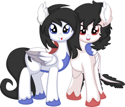 Size: 7757x6679 | Tagged: safe, artist:cyanlightning, imported from derpibooru, oc, oc only, oc:nivna, oc:tensity, pegasus, pony, .svg available, absurd resolution, duo, ear fluff, looking at you, male, siblings, simple background, stallion, transparent background, twins, vector