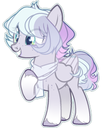 Size: 741x913 | Tagged: safe, artist:toffeelavender, imported from derpibooru, oc, oc only, pegasus, pony, clothes, eye clipping through hair, grin, pegasus oc, scarf, simple background, smiling, solo, transparent background, unshorn fetlocks, wings